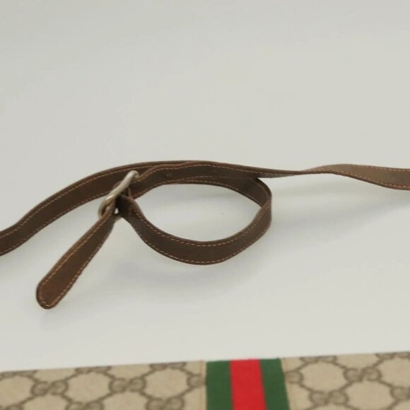 GUCCI GG Supreme Web Sherry Line Shoulder Bag PVC Beige Gold Auth BA3785 - Picture 8 of 16